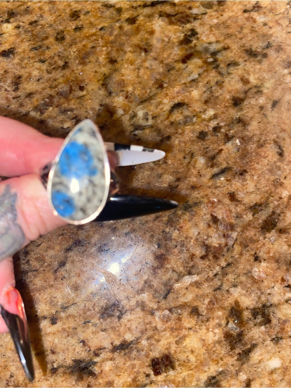Silver Teardrop k2 agate sterling silver ring Ring